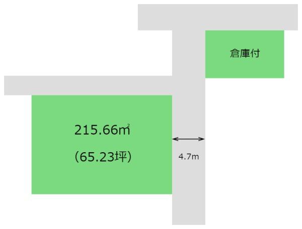 東牟婁郡串本町串本の売地の土地図|土地面積374.89平米（倉庫付）