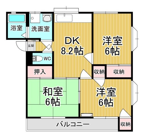 【間取り】 | アップルガーデンB | ファミリーさん向けのお部屋です♪