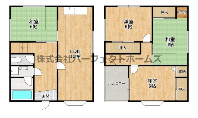 池之宮戸建　賃貸の間取り
