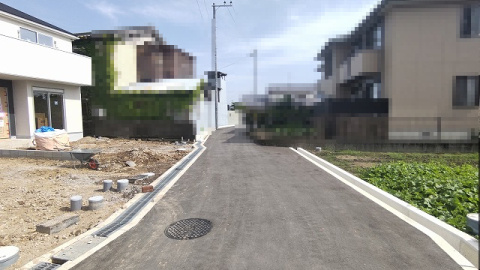 池田市神田２丁目の新築一戸建の前面道路含む現地写真