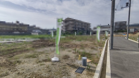 池田市神田２丁目の新築一戸建の前面道路含む現地写真
