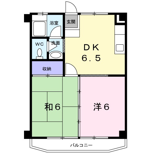 203号室間取、2階3階が２ＤＫです。