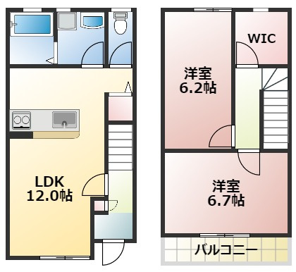 熊本市南区野口２丁目のアパートの間取り