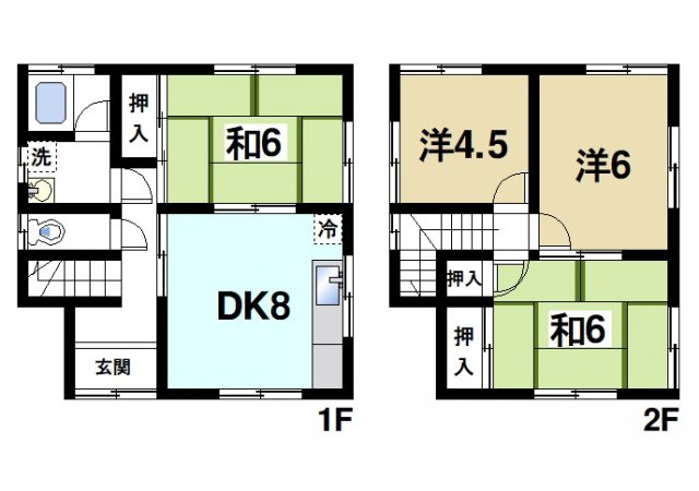 冨士原貸家（六条西２丁目6-1-1）の間取り|部屋数に余裕がある間取りでファミリーさんにオススメです