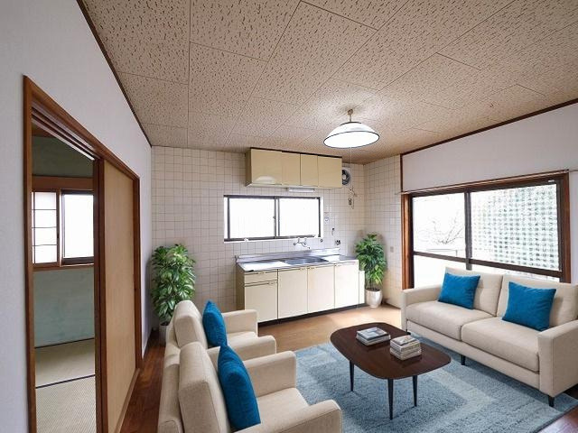 冨士原貸家（六条西２丁目6-1-1）の居間・リビング|CGで家具等を配置したもので家具等は含まれません