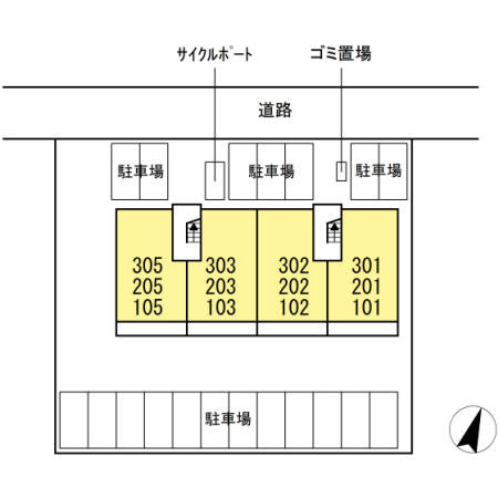 熊本市東区長嶺南３丁目のアパートの区画図