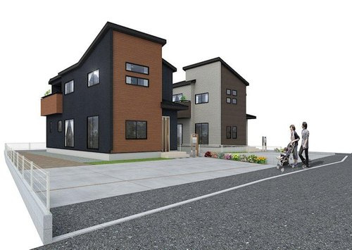 ブルーミングガーデン　総社市溝口の外観パース