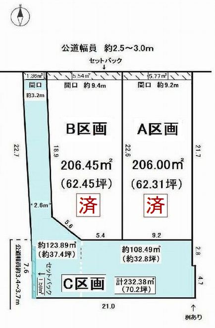 知多郡武豊町字楠2丁目　C区画の区画図