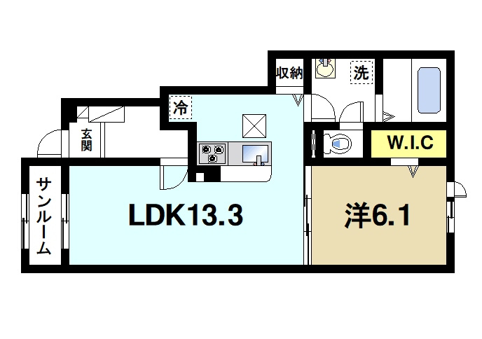 アヴニールの間取り|ゆったりと暮らせる1LDKの間取りです。