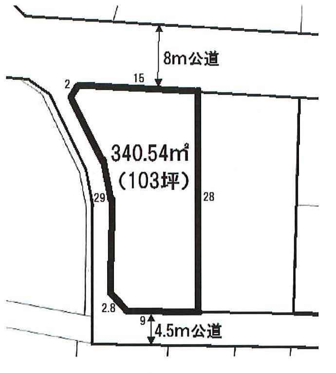 坂戸市小山　建築条件なし売地　東武東上線『坂戸駅』バス7分　の土地図