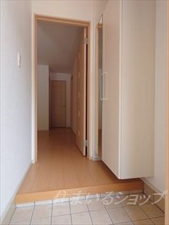 安芸高田市吉田町吉田のアパートの玄関|ミラー付き大型シューズボックス