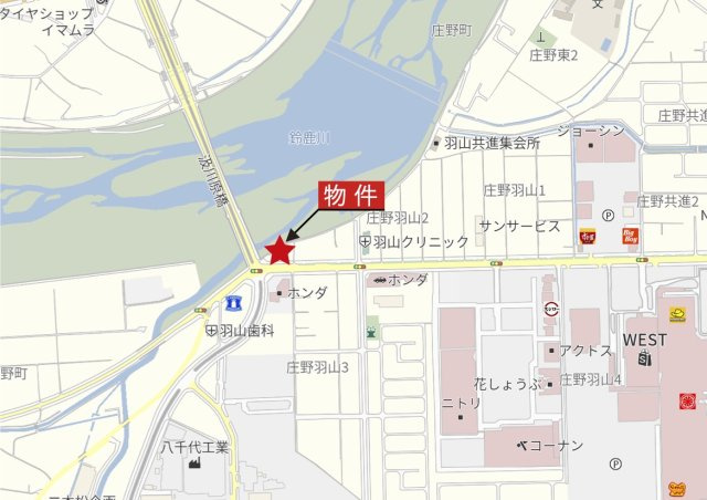 鈴鹿市庄野羽山2丁目《3号棟》の地図|広域Map