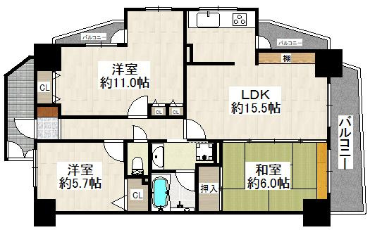 【間取り】 | クラウンセゾン堺（東三国丘小学校）