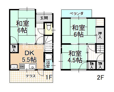 【間取り】 | 柏原市太平寺2丁目貸家