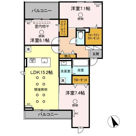 熊本市中央区新屋敷１丁目のアパートの間取り