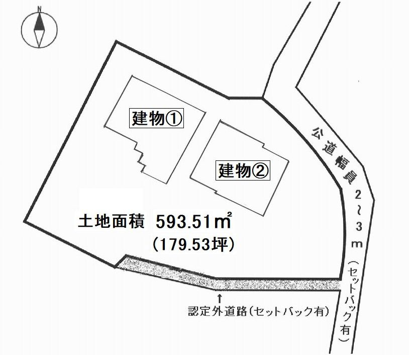 半田市乙川殿町の区画図|敷地は約179坪あり、広々としています。駐車場もあります。
