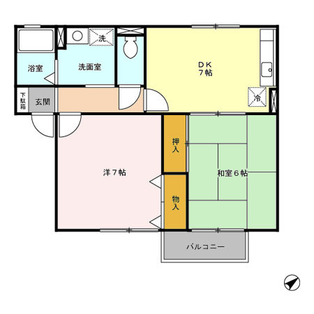 熊本市南区上ノ郷２丁目のアパートの間取り