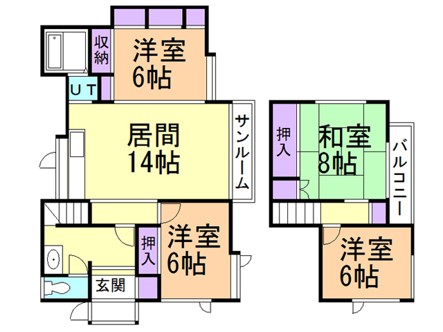 室蘭市日の出町３丁目17-4戸建の間取り