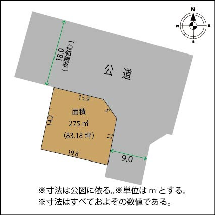 足利市八幡町の売地の土地図