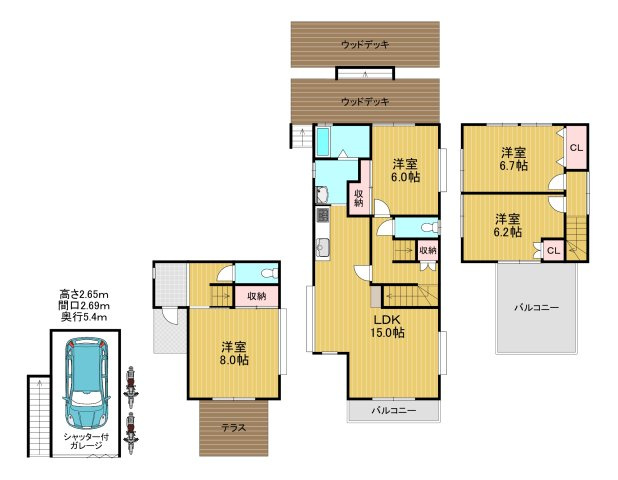 小山田貸家の間取り