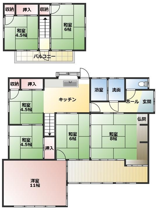 都城市南鷹尾町の中古一戸建の間取り