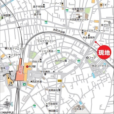 仲介手数料無料　レグザ所沢フィオリーレの地図