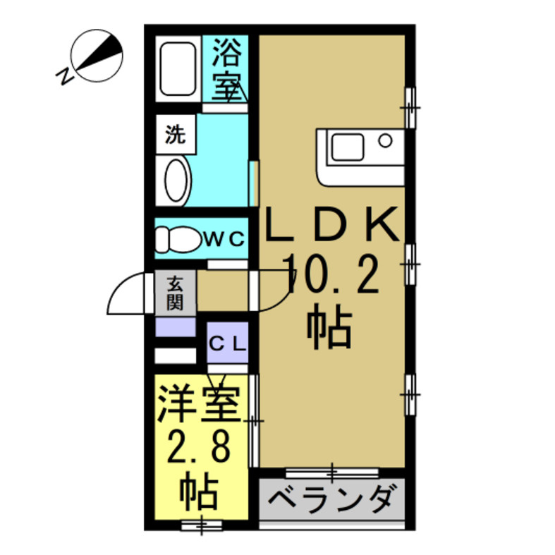 知多市新舞子字西畑ケ　DIMOLTO新舞子の間取り|部屋タイプ2