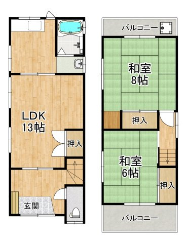 【間取り】 | 堺市中区八田北町貸家