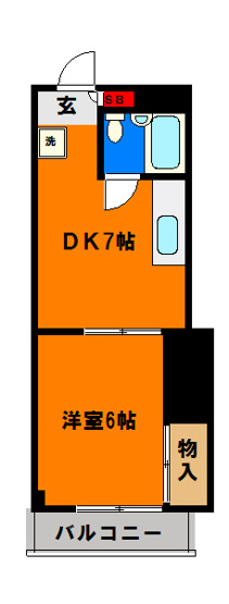 【間取り】 | アネックス檀 | シンプルな１ＤＫタイプの間取りです！