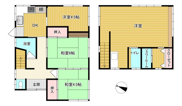 玖須美元和田　戸建て　４DKの間取り