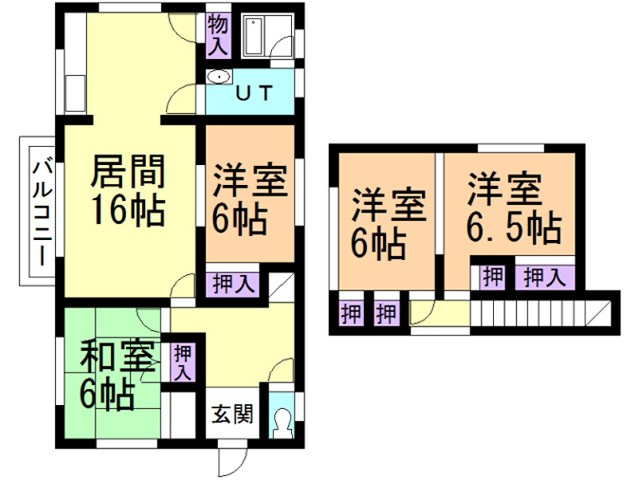 室蘭市白鳥台2丁目19-11戸建の間取り