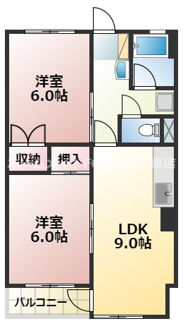 健軍エルイービル飛鳥の間取り