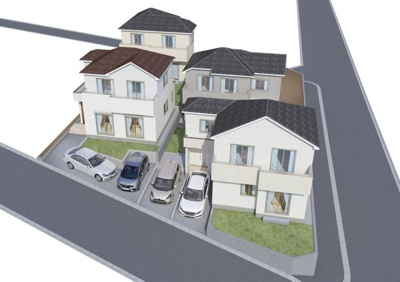 【外観パース】 | 藤沢市大鋸全5棟　大鋸小学校・藤が岡中学校