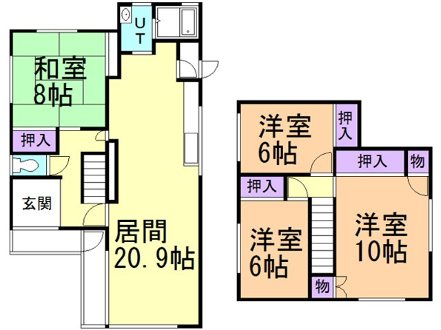 室蘭市水元町21-16戸建の間取り