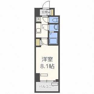 プレサンス谷町九丁目駅前の間取り
