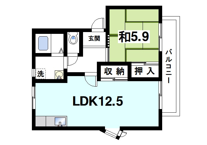 ツインハイムの間取り|１ⅬDKの間取りです。