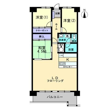 熊本市南区日吉２丁目の賃貸マンションの間取り