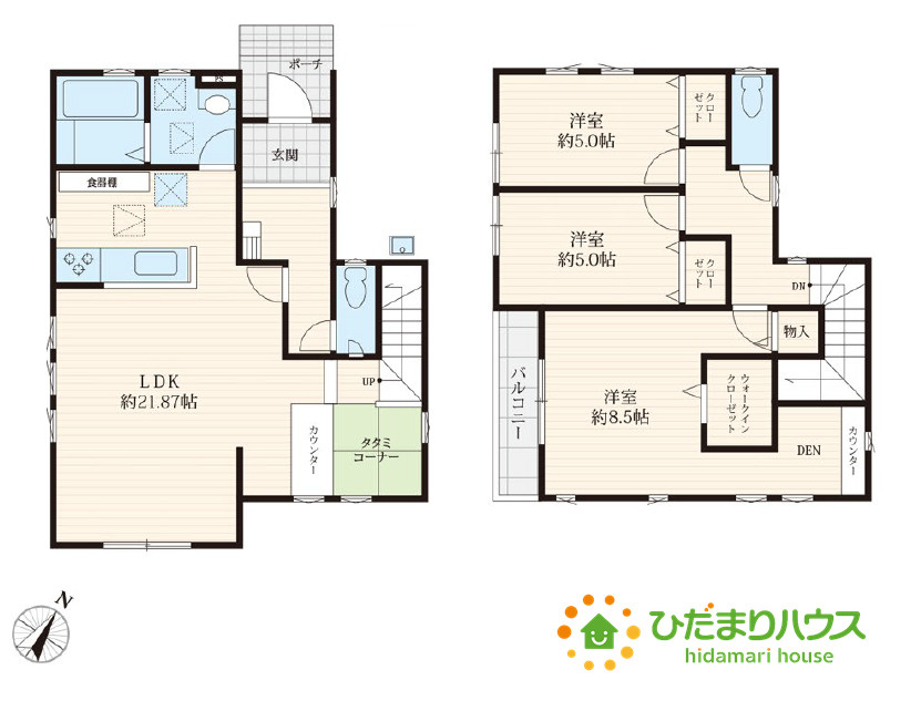 野田市柳沢　中古戸建　2号棟の間取り|住まいの中心となるLDKは、広々21.8帖！家族団らんの温かいお家時間を過ごせます(^^)/