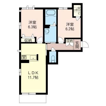 サクラフロ－レの間取り|人気の2LDK♪