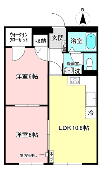 【間取り】 | モネーレ百合丘 | カップルさんやファミリーさんにもオススメの2LDKタイプ！ウォークインクローゼット付きでお部屋が広々使えます☆