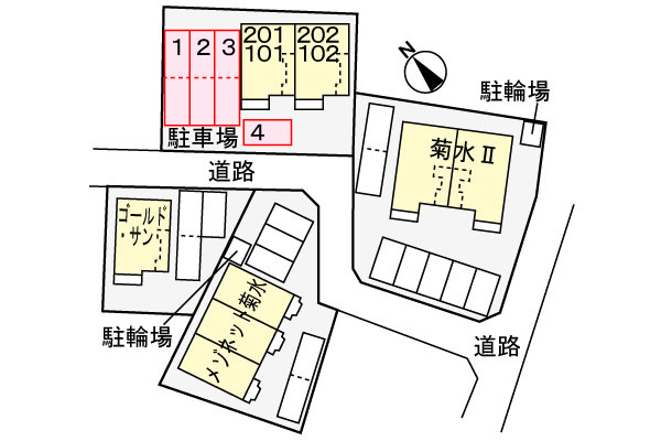 フラット岡芹の駐車場|駐車場