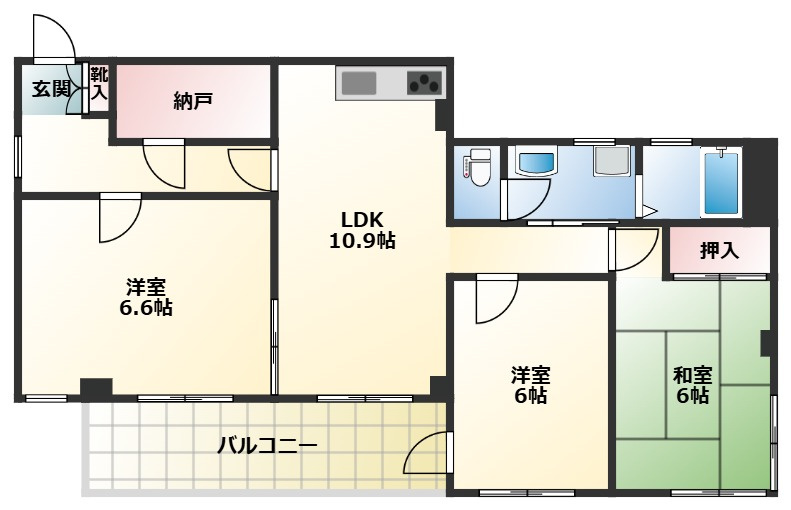 調布市布田２丁目の賃貸マンションの間取り