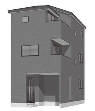 新築戸建　1号棟（川崎区鋼管通1丁目）の外観パース|全2棟　1号棟　　イメージパースの為現況の仕様とは異なります。