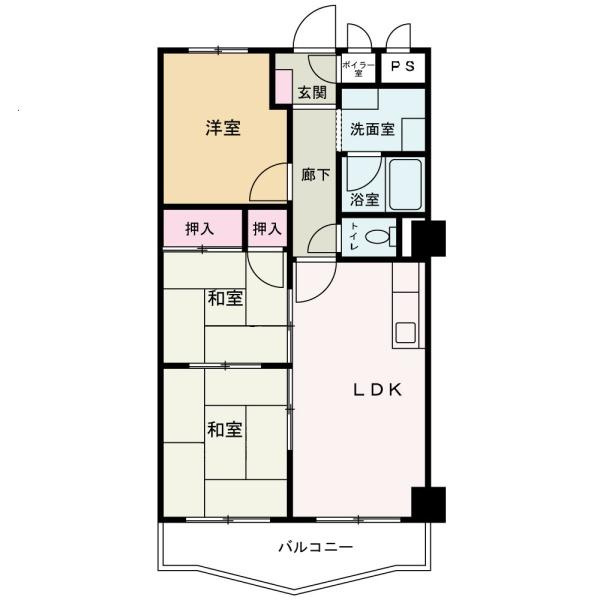 メゾンドール和歌山の間取り|3LDK、専有面積54.82平米