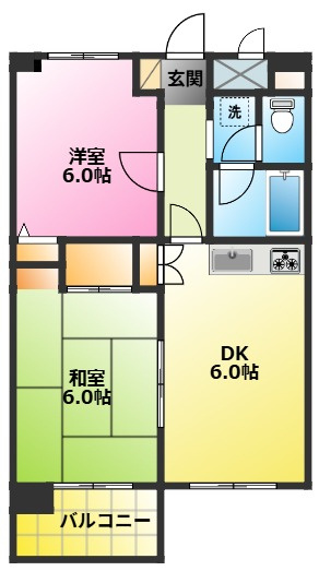 カピトール川崎１の間取り|振り分け２ＤＫタイプのお部屋です♪