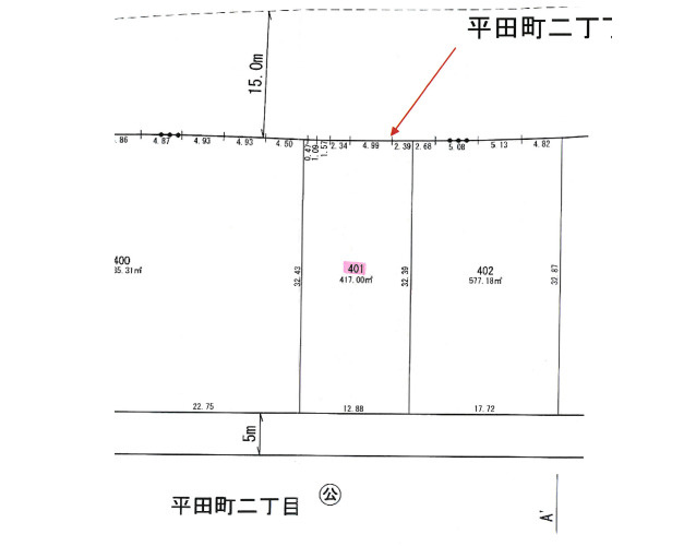 釜石市平田町2丁目　売地の土地図