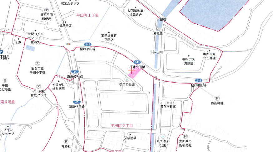 釜石市平田町2丁目　売地の地図