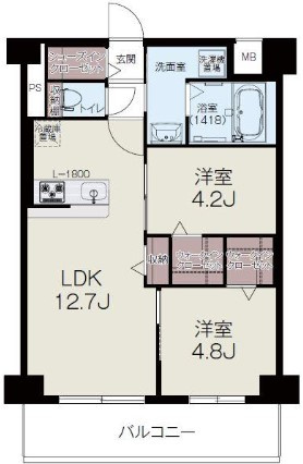 久留米市東櫛原町の賃貸マンションの間取り