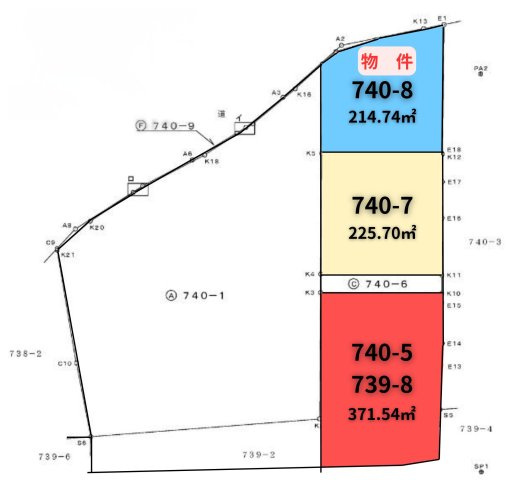 津山市宮尾　売地　740-8　64坪の土地図