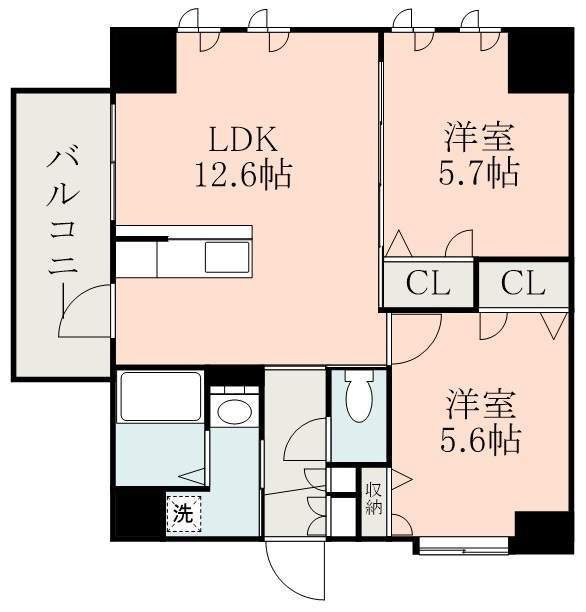 熊本市中央区九品寺４丁目の賃貸マンションの間取り